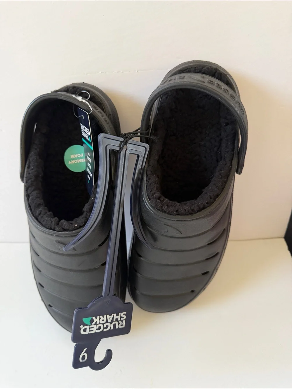 New Men’s Rugged Shark Clog Sherpa Lined Sandals